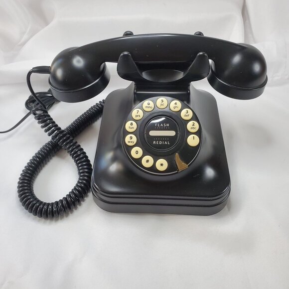 Vintage Grand Phone Flash Redial Touch Button Retro 1950’s Style Black - Picture 1 of 10